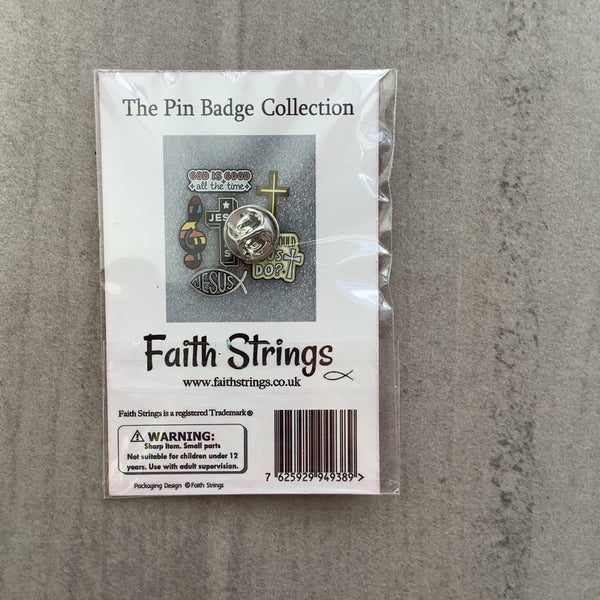 Pin Badge Faith Christian Gift Cross SIlver effect Faithstrings