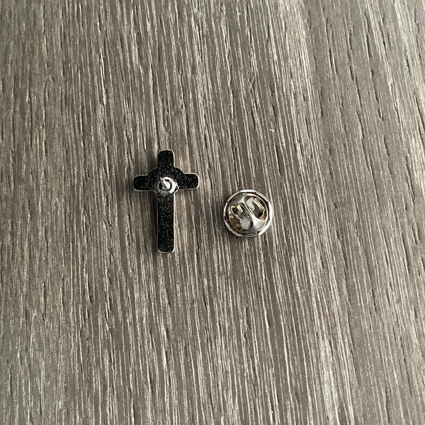 Christian Cross Pin Badge Gift 🎁 Silver Heart Pink 