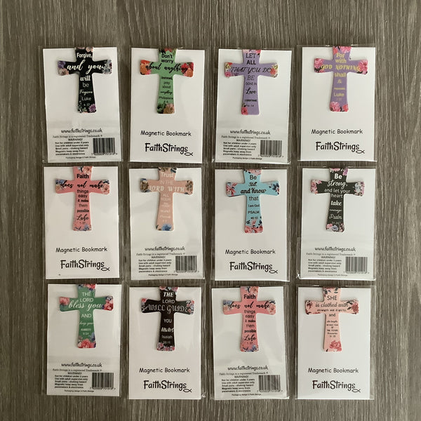 Magnetic Bookmark Cross (s) Page Marker Faithstrings Christian Gift