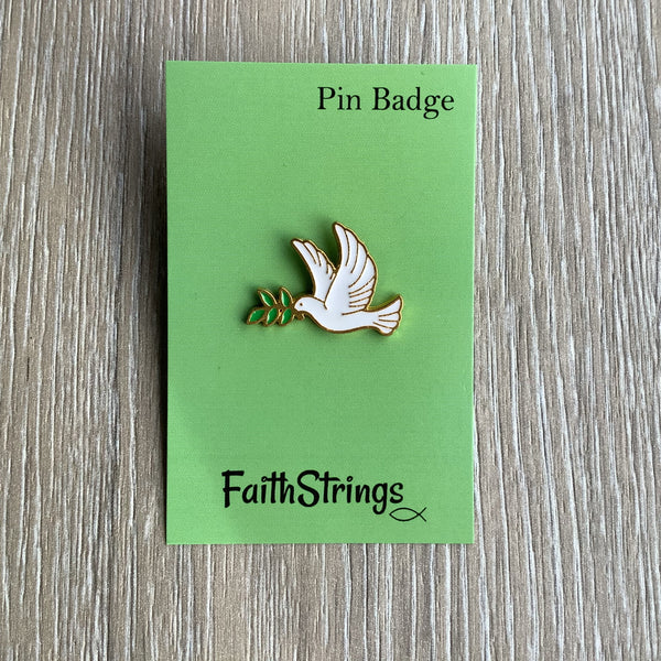 Pin Badge Christian Gift 🎁 Dove Peace with branch