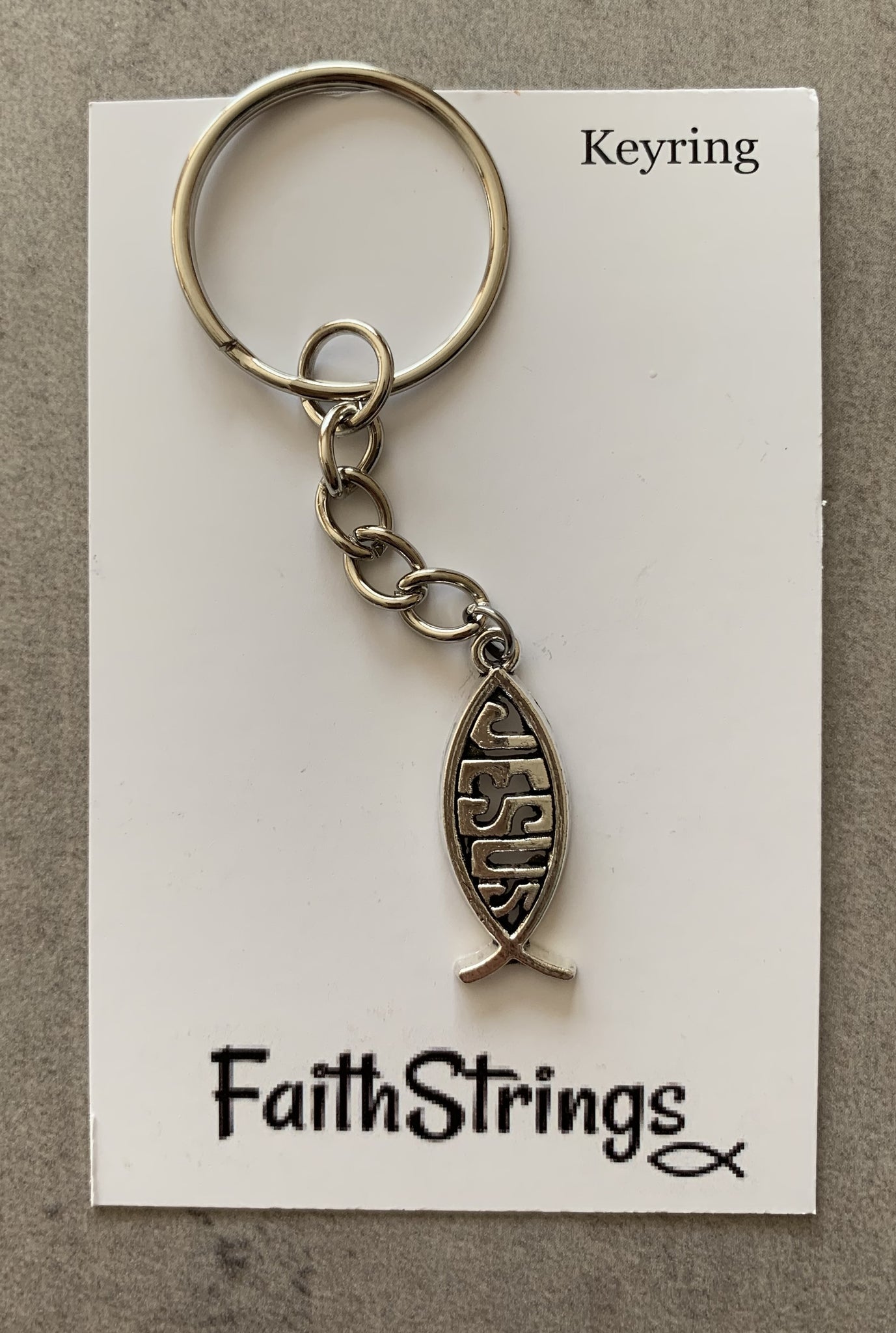 Keyring Keychain Jesus Ichthus Fish Metal  - Christian Gift Faithstrings