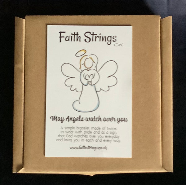 Christian Gift Box White Angel Faithstrings Keyring Bracelet