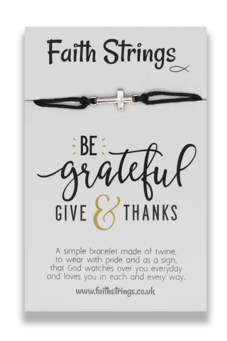 Faithstrings Christian Gift Bracelet Be Grateful and give thanks Faith String WIsh