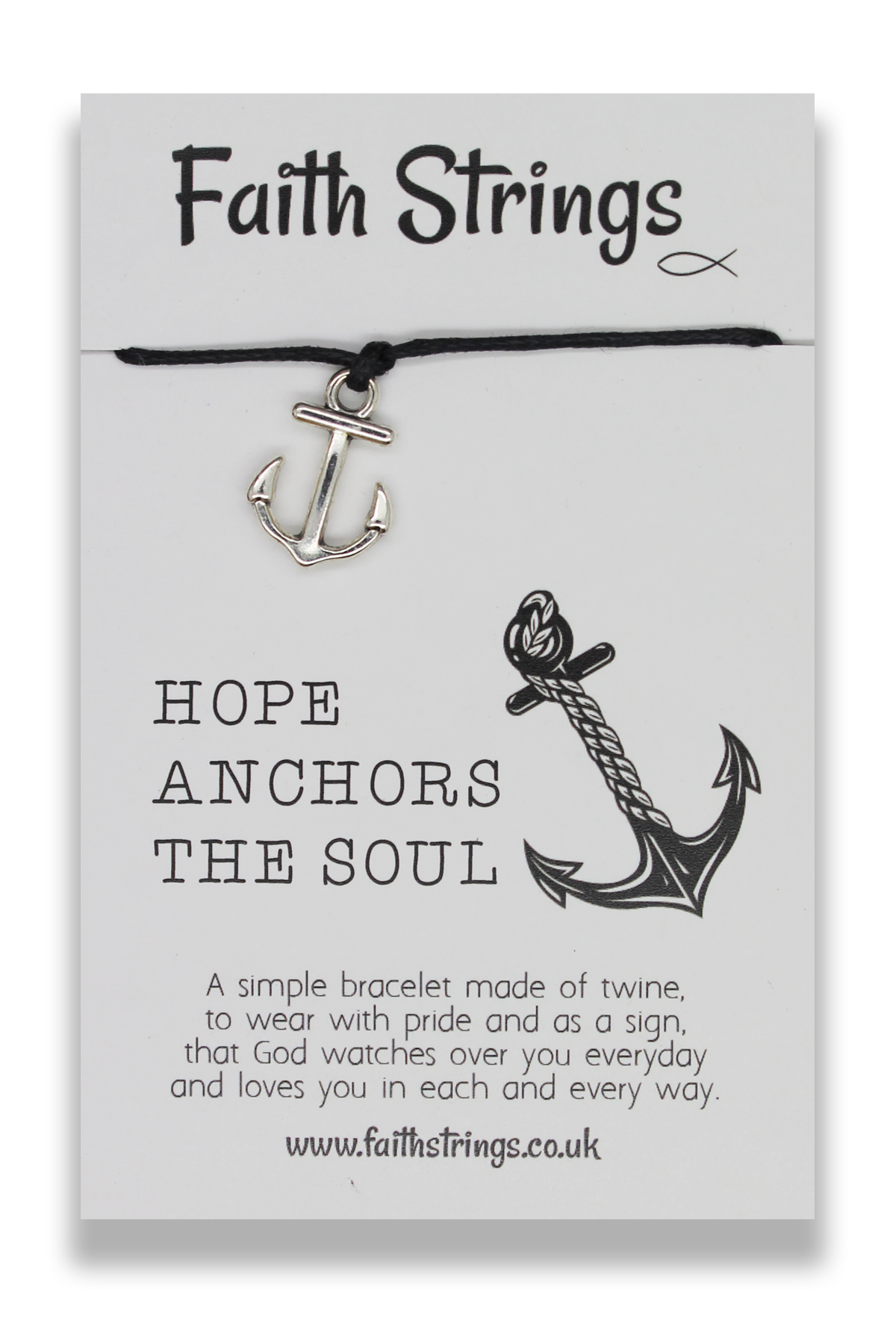 Faithstrings Christian Gift Cord Bracelet Hope Anchors the Soul Faith String Wish