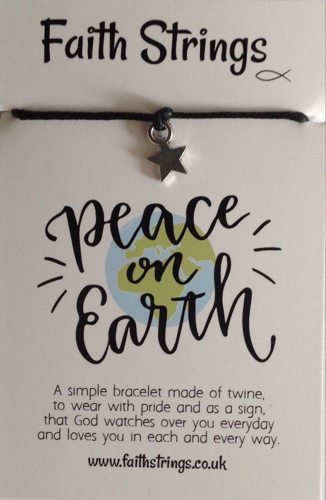 Faithstrings Christian Gift Cord Bracelet Peace on Earth Faith String Wish
