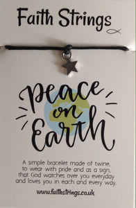 Faithstrings Christian Gift Cord Bracelet Peace on Earth Faith String Wish
