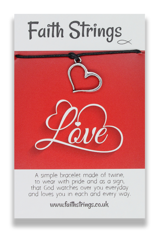 Faithstrings Christian Gift Cord Bracelet Love Tibetan Silver Charm Faith String Wish