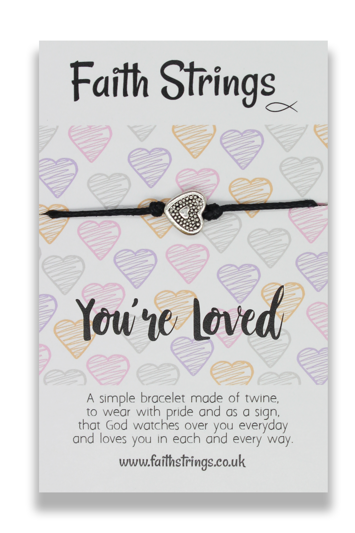 Faithstrings Christian Gift Cord Bracelet Heart You're Loved Faith String Wish