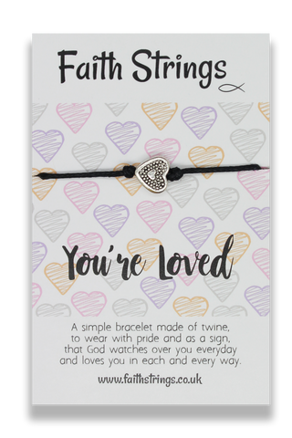 Faithstrings Christian Gift Cord Bracelet Heart You're Loved Faith String Wish