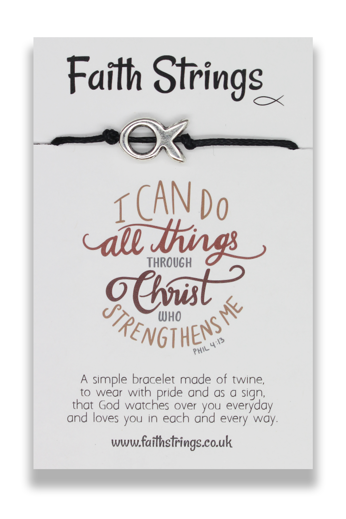 Faithstrings Christian Gift Bracelet Christ Strengthens Me Faith String Wish