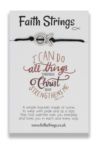 Faithstrings Christian Gift Bracelet Christ Strengthens Me Faith String Wish