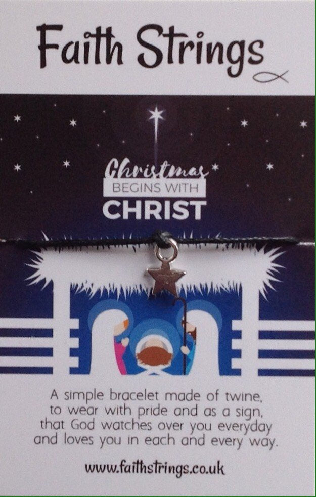 Faithstrings Christian Gift Cord Bracelet Christmas begins with Christ Faith String Wish