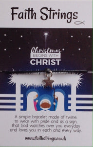 Christmas begins with Christ - Faithstrings Christian Gift Bracelet