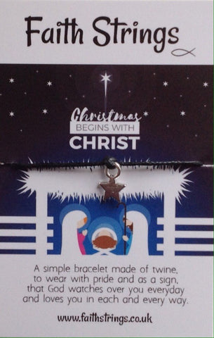 Faithstrings Christian Gift Cord Bracelet Christmas begins with Christ Faith String Wish