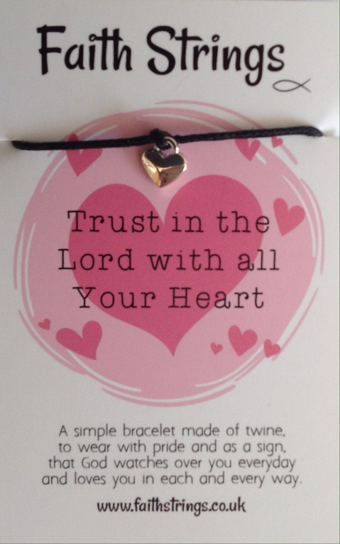 Faithstrings Christian Gift Cord Bracelet Trust in the Lord with all Your Heart Faith String Wish