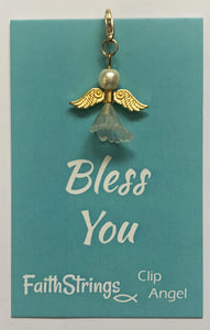 Clip Angel - Christian Gift Postable - Bless You - Faithstrings Charm
