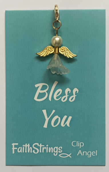 Clip Angel - Christian Gift Postable - Bless You - Faithstrings Charm