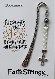 Bookmark Tibetan Silver Cross Christian Gift Faithstrings Bible Reading Stars