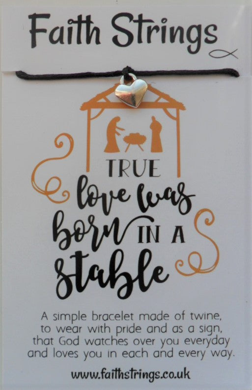 Faithstrings Christian Gift Cord Bracelet Stable Heart Christmas Faith String Wish