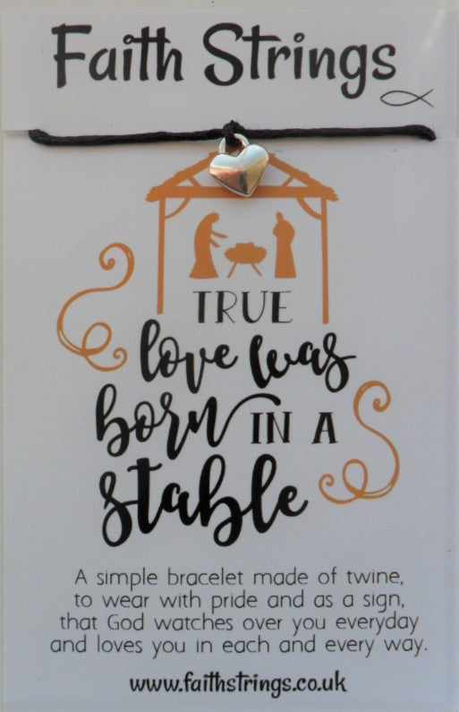 True Love was born in a Stable - Faithstrings Christian Gift Bracelet