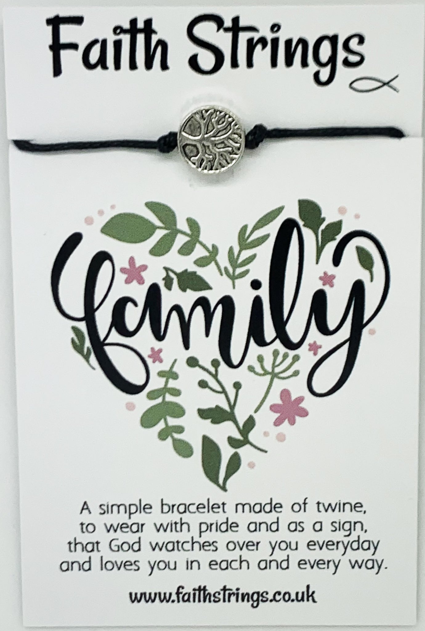 Faithstrings Christian Gift Cord Bracelet Family Tree of Life Faith String Wish