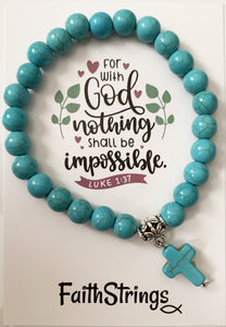 B2 - Turquoise Synthetic Bead Stretch Bracelet - Wholesale