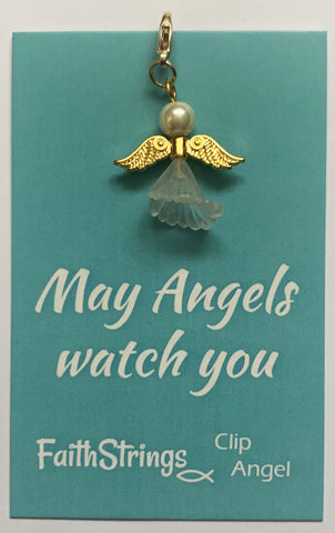 Clip Angel - Christian Gift Postable - May Angels watch you - FaithStrings Charm