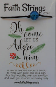 Faithstrings Christian Gift Cord Bracelet Oh come let us Adore Him - Christmas