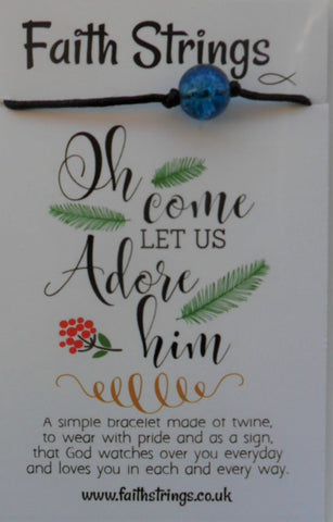 Faithstrings Christian Gift Cord Bracelet Oh come let us Adore Him - Christmas