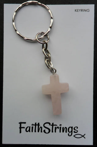 K9 - Rose Quartz Cross - Keyring - Wholesale