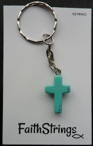 K10 - Turquoise Cross - Keyring - Wholesale