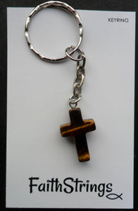 K11 - Tigers Eye Cross - Keyring - Wholesale