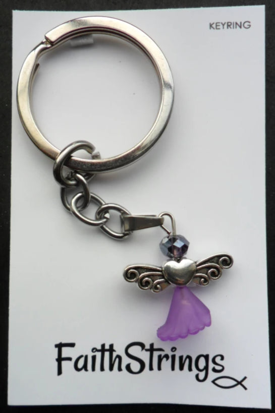 Keyring - Angel Purple - Christian Gift Faithstrings