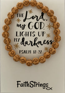 Wood Acrylic Bead Stretch Bracelet Cross Christian Gift Faithstrings