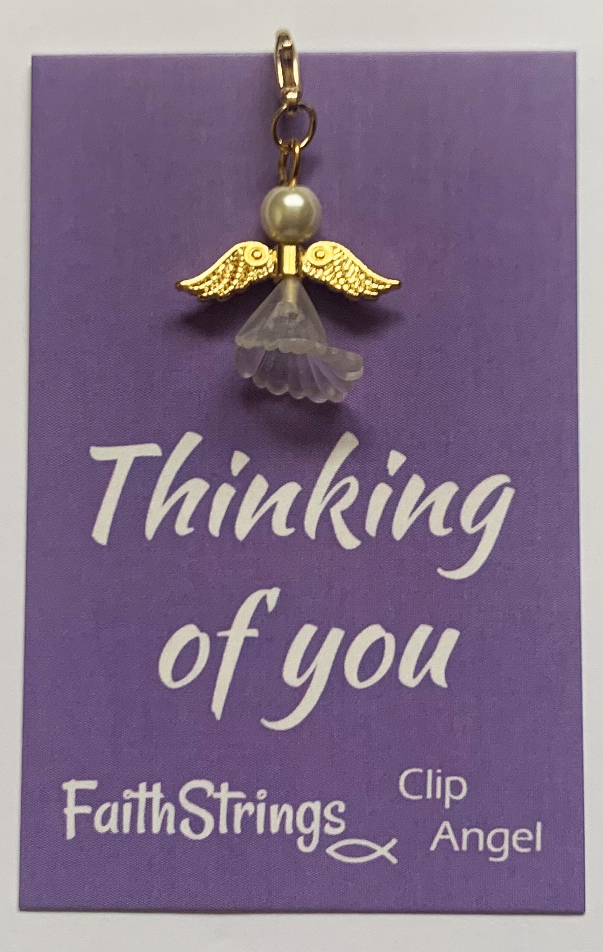 Clip Angel - Christian Gift Postable - Thinking of You - FaithStrings Charm