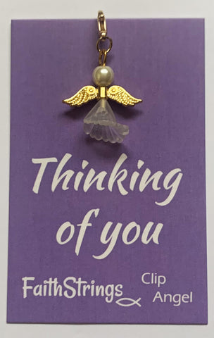 Clip Angel - Christian Gift Postable - Thinking of You - FaithStrings Charm