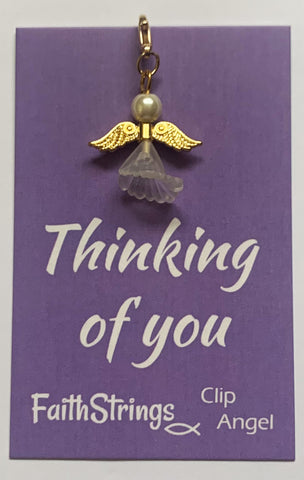 Clip Angel - Christian Gift Postable - Thinking of You - FaithString