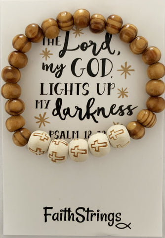 B18 - wood bead stretch with white - Lord darkness