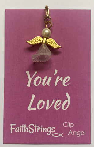 Clip Angel - Christian Gift Postable - You're Loved - FaithStrings Charm